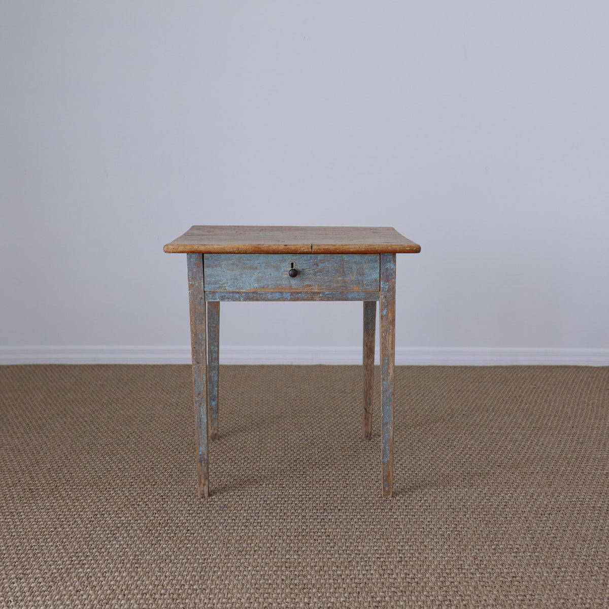 19th Century Pine Painted Blue Side Table
