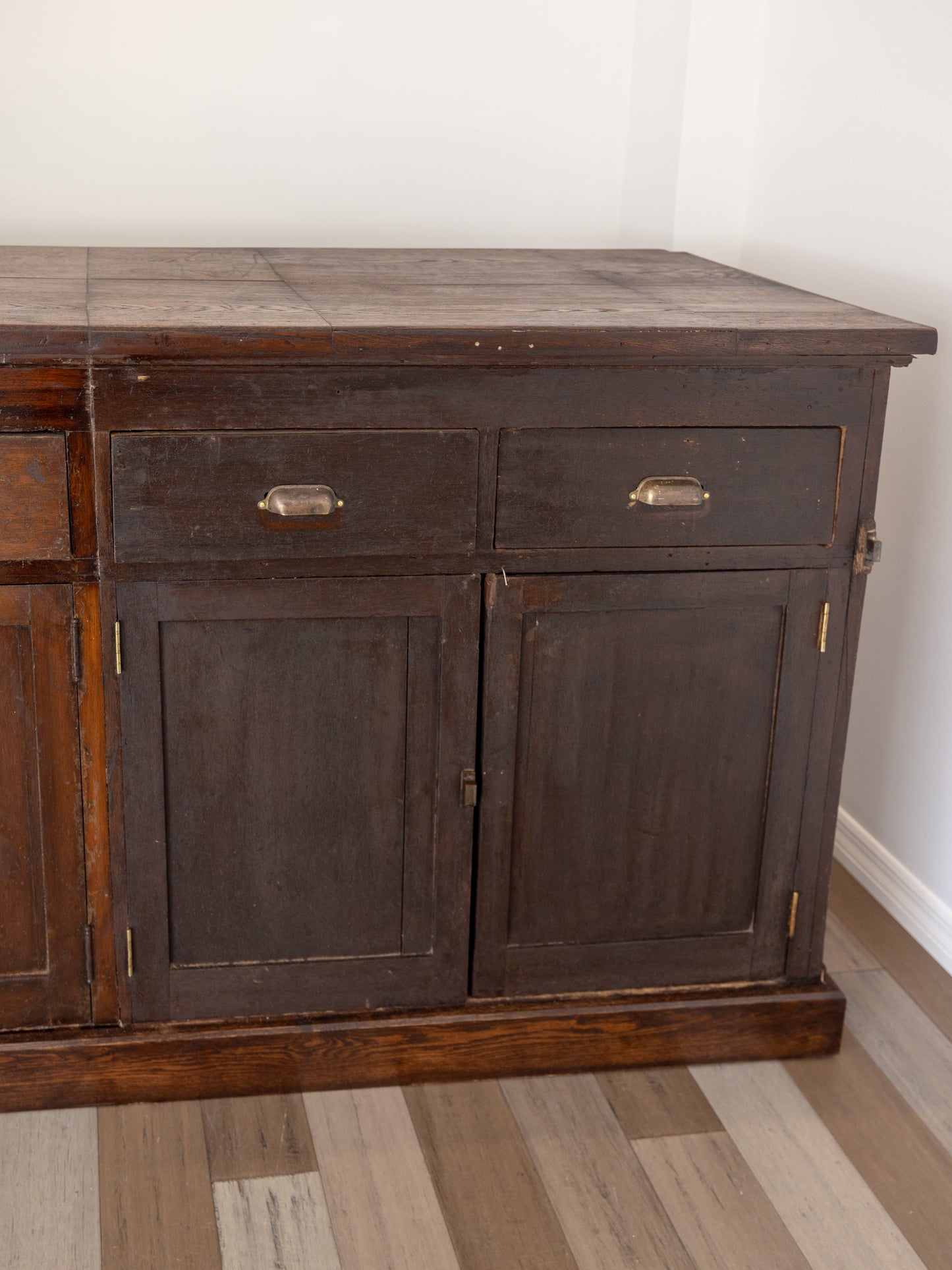 Large Antique Oak Shop Counter Cabinet - Circa Early 20th Century