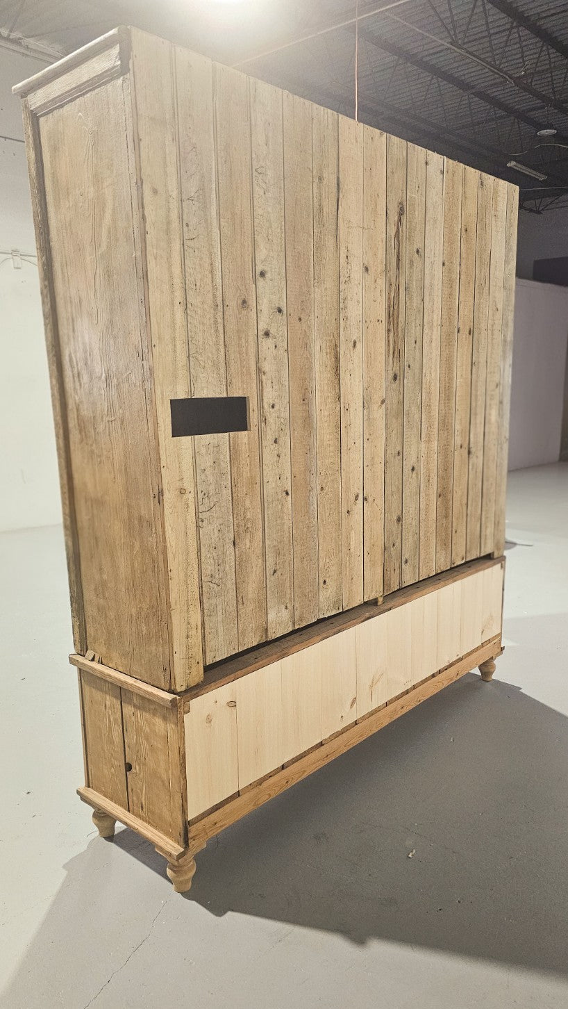 Monumental Antique English Pine Housekeeper’s Cupboard / Linen Press, Circa 1880