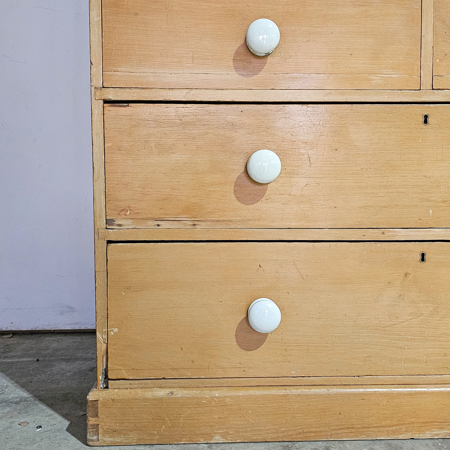Antique English Pine Linen Press / Wardrobe - Circa 1890