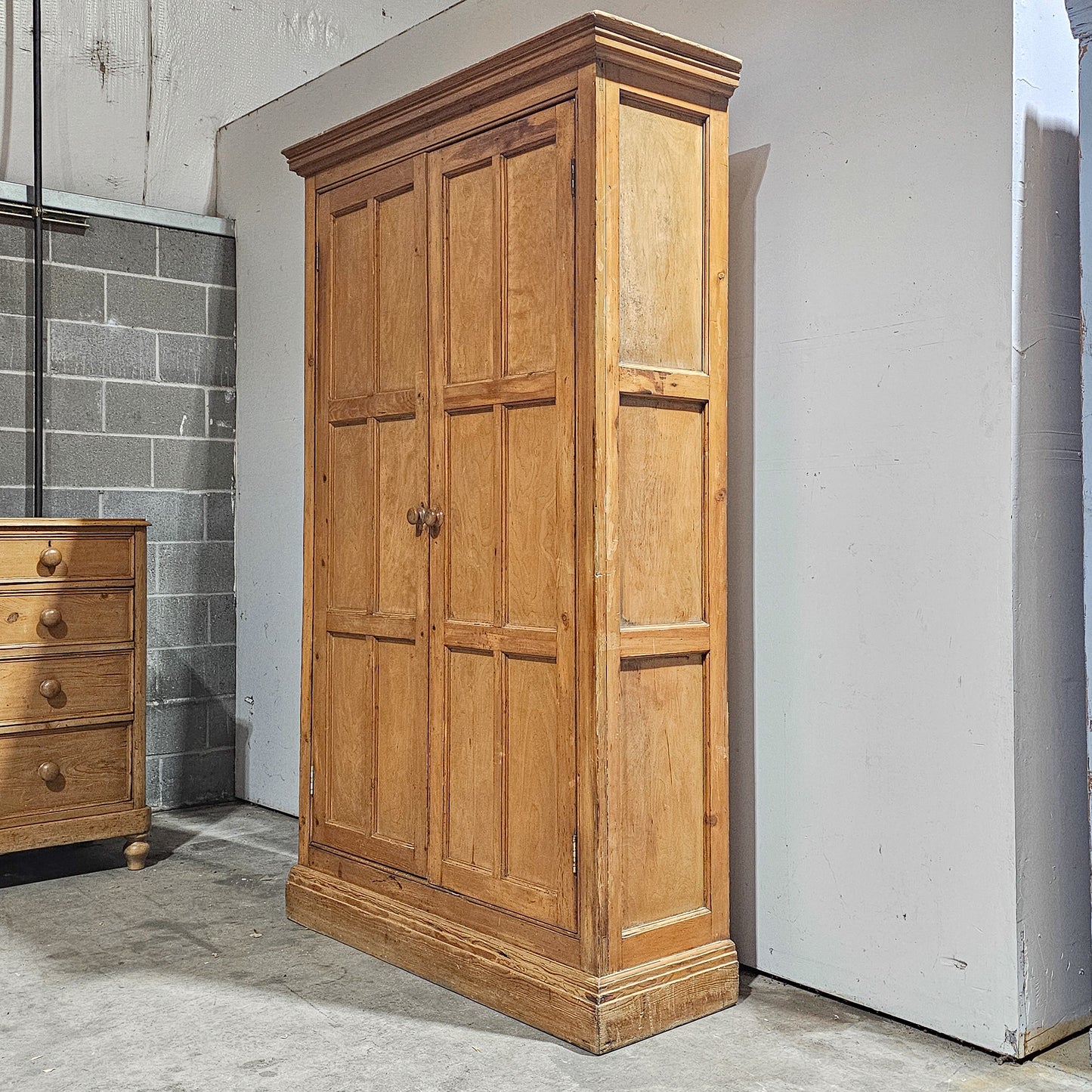 Antique English Honey Pine Linen Cabinet - Circa 1890