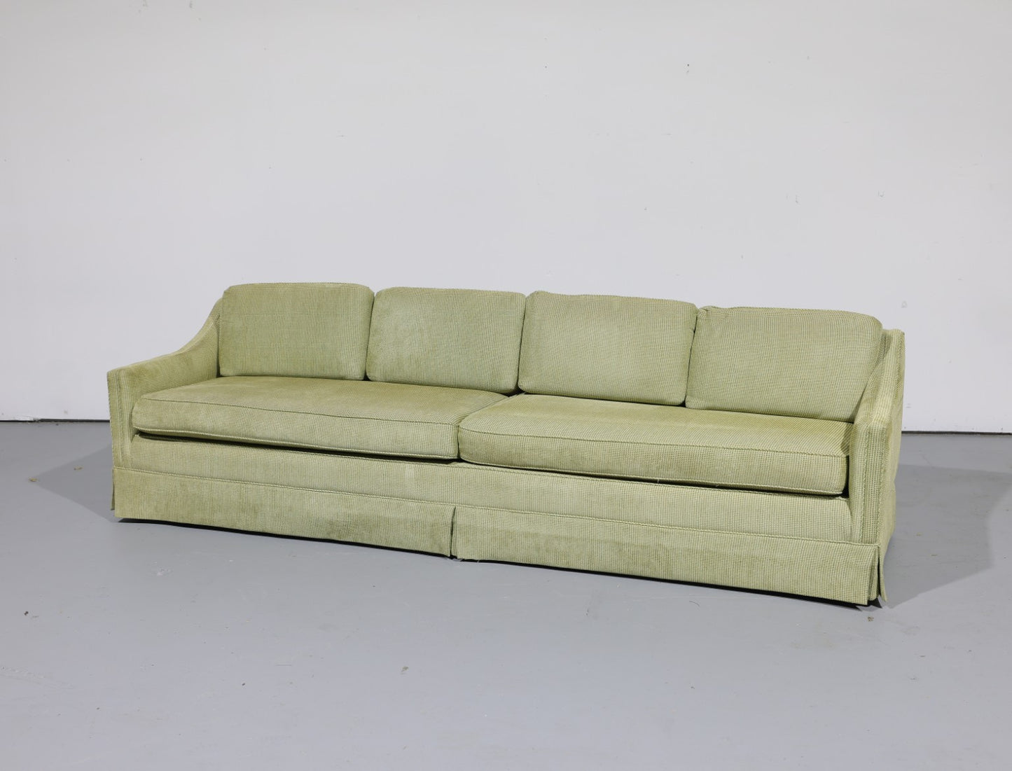 Vintage Oversized Mid-Century Green Upholstered Sofa | Circa 1970s