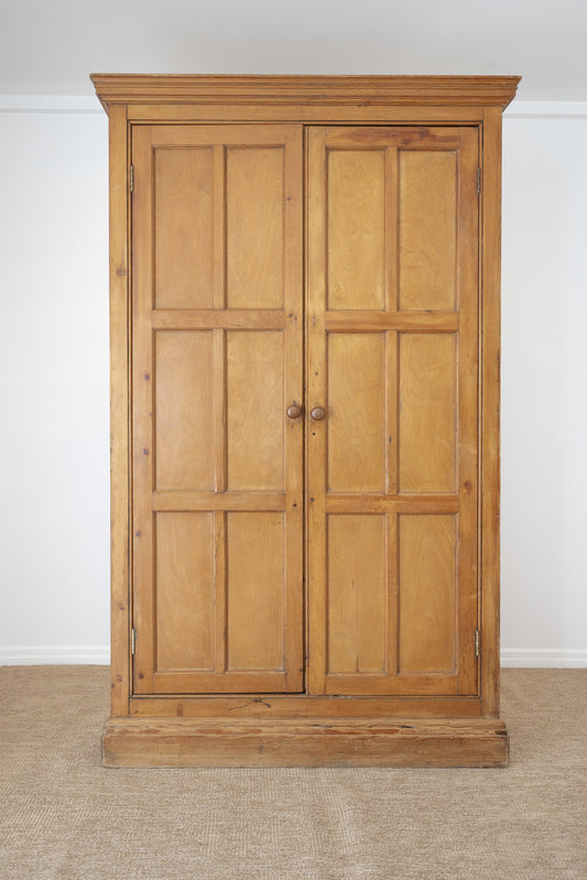 Antique English Honey Pine Linen Cabinet - Circa 1890