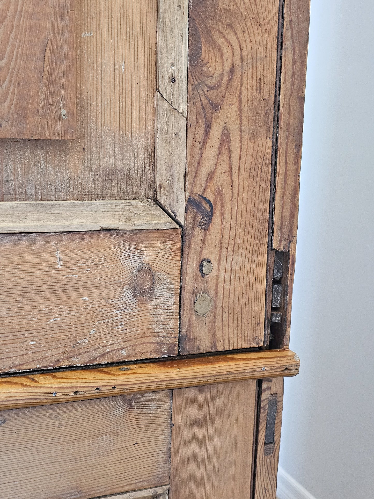 Grand Antique English Pine Cabinet with Glass Doors - Circa 1890