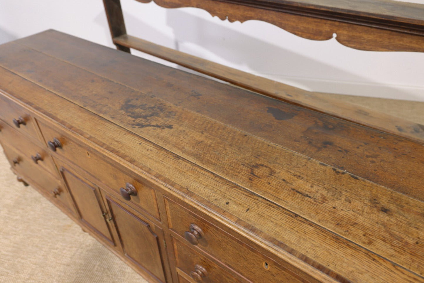 Antique Welsh Oak Dresser Circa 1850 Victorian Plate Rack Farmhouse Cupboard