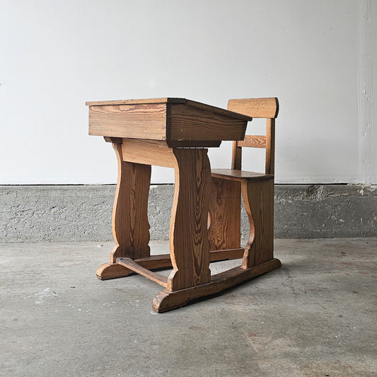 Antique pine children’s school desk