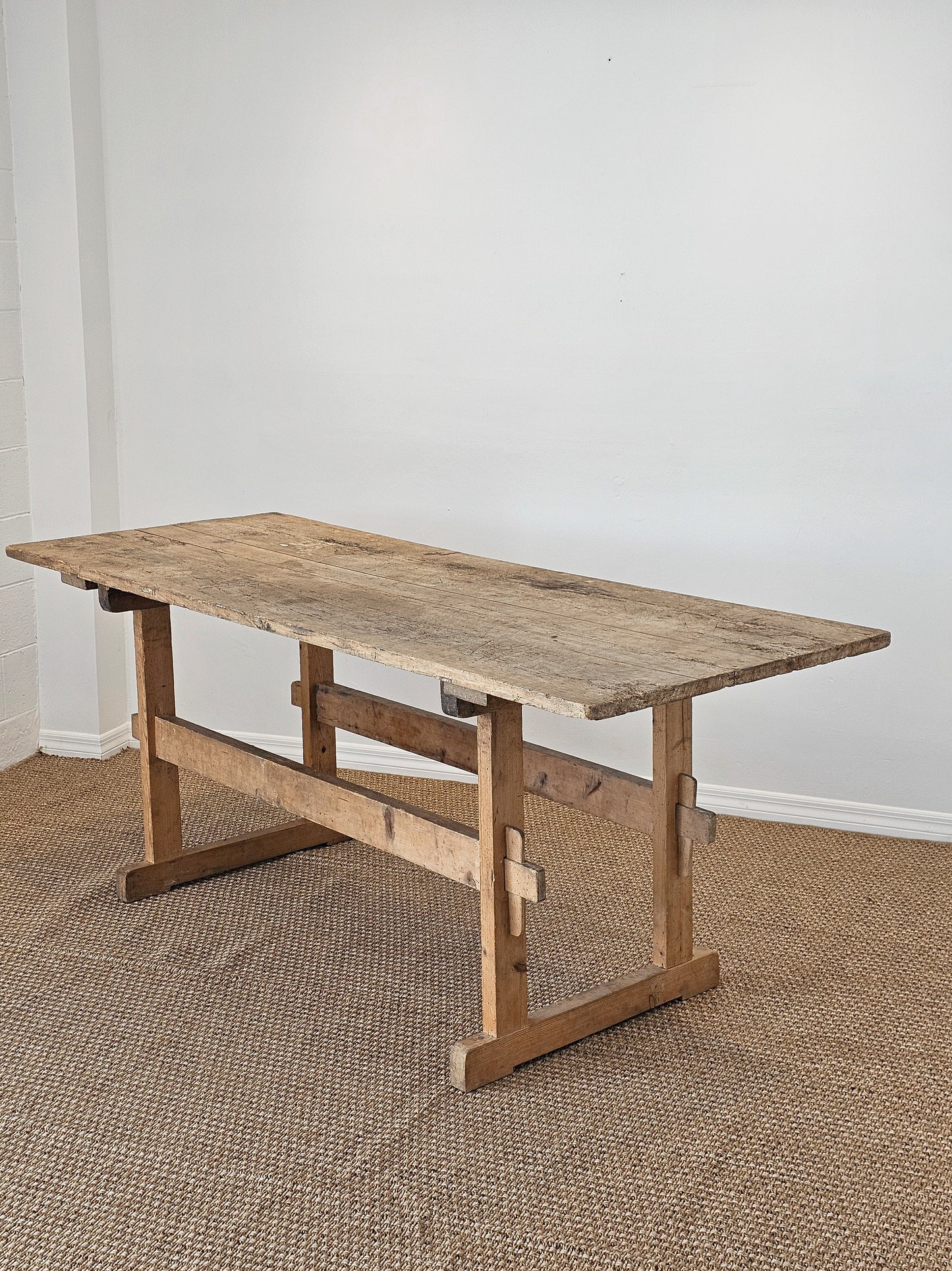 Antique European Pine Trestle Table
