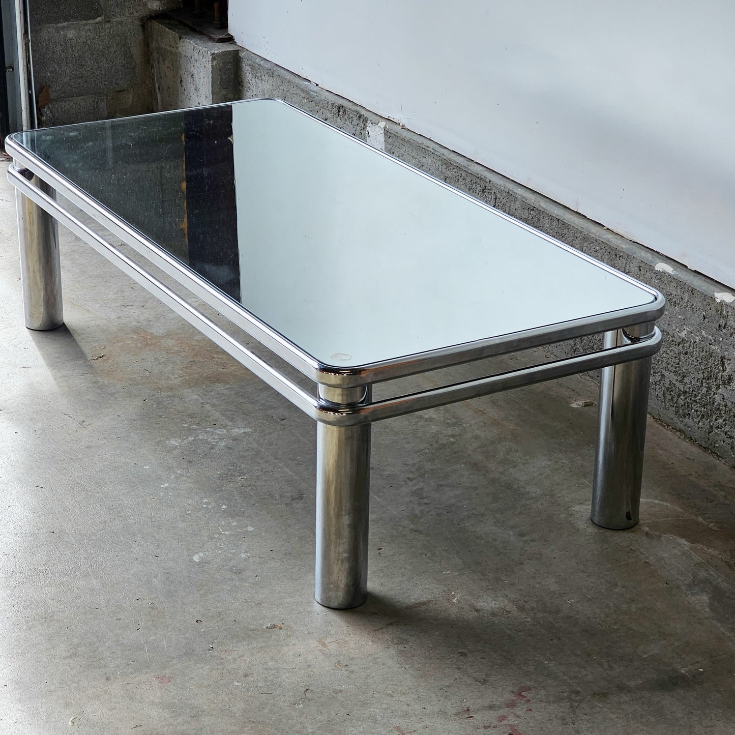Mirrored Chrome Coffee Table Circa 1970s–1980s