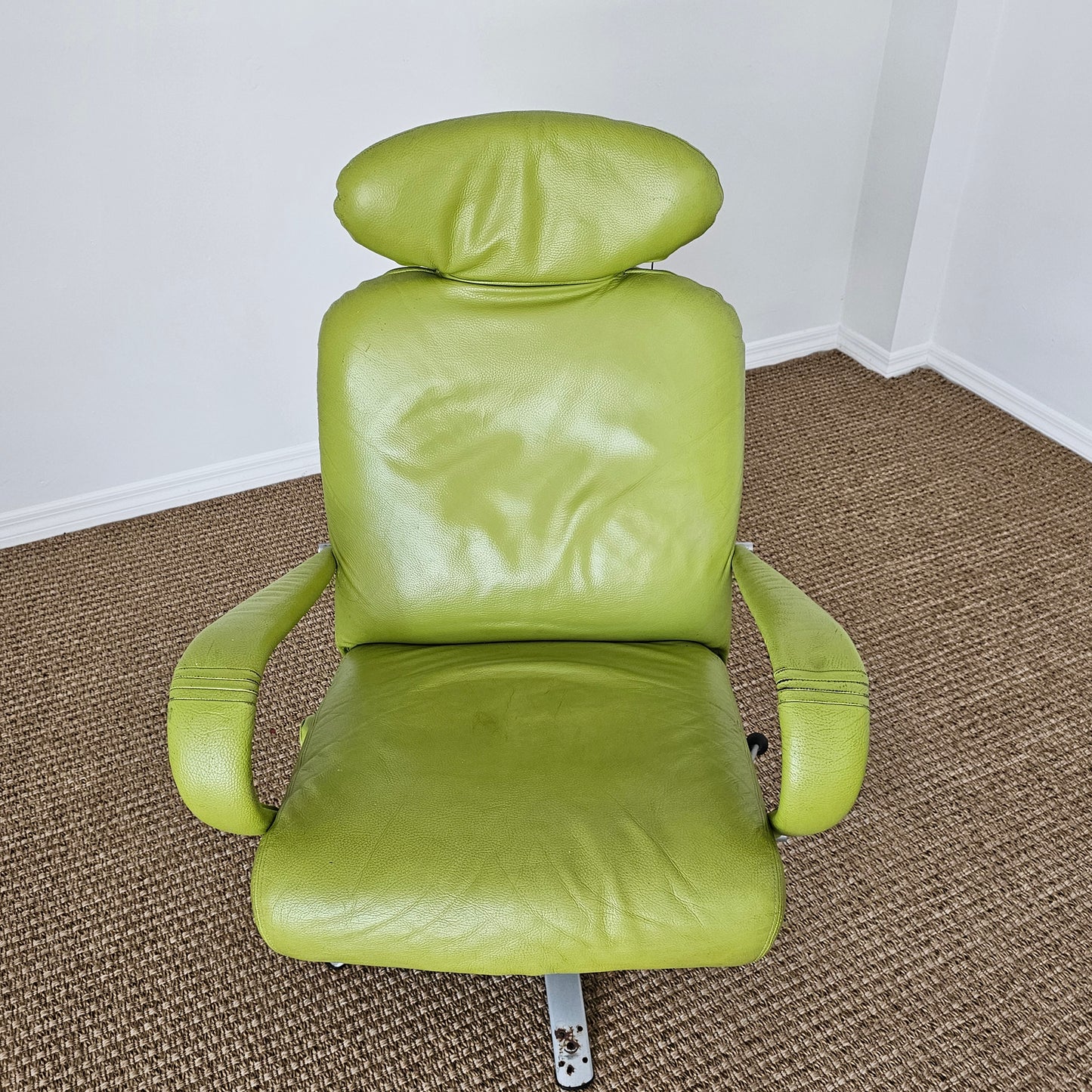 2007 Percival Lafer Reclining Lounge Chair – Lime Green Leather | Made in Brazil