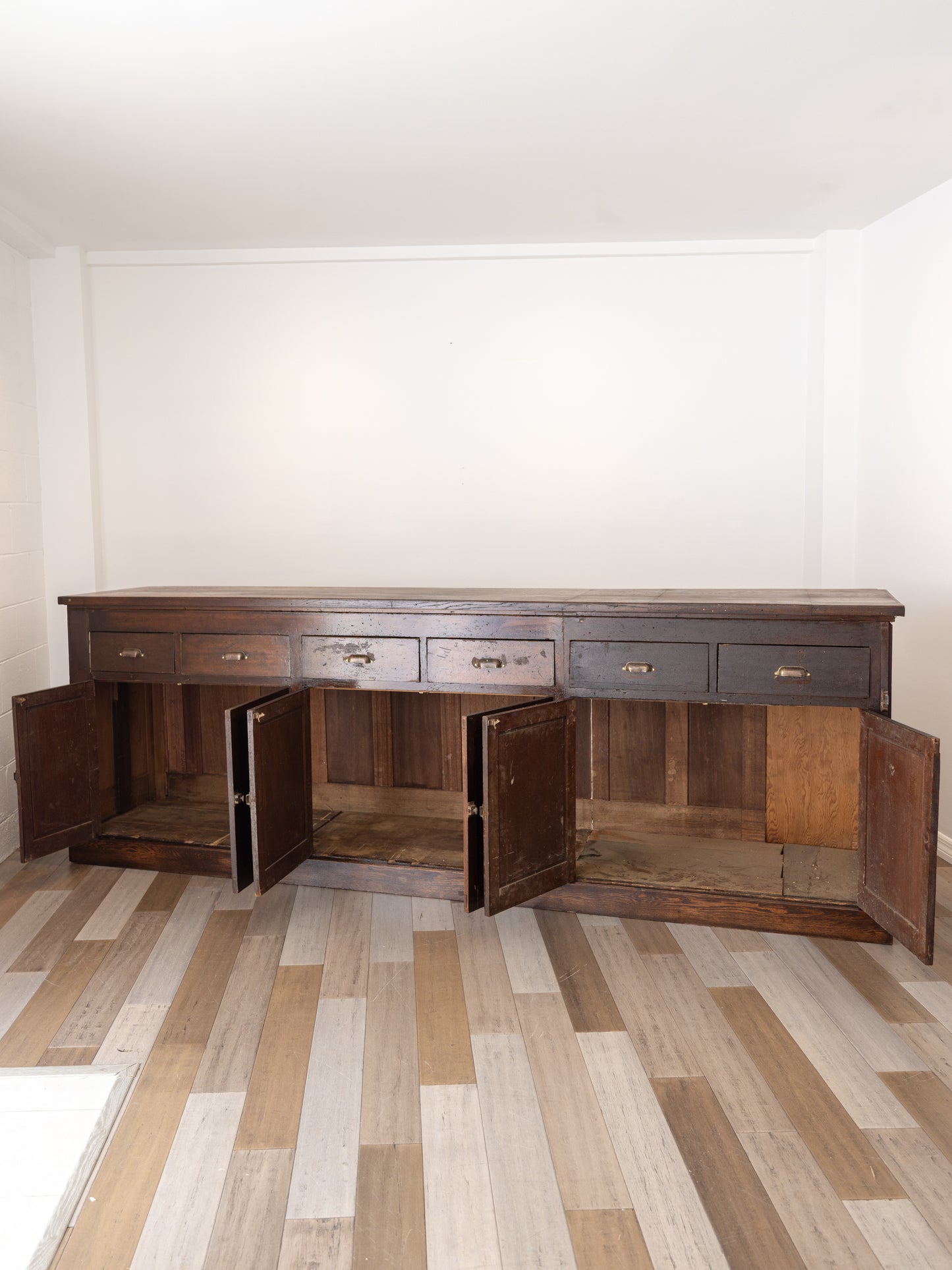 Large Antique Oak Shop Counter Cabinet - Circa Early 20th Century