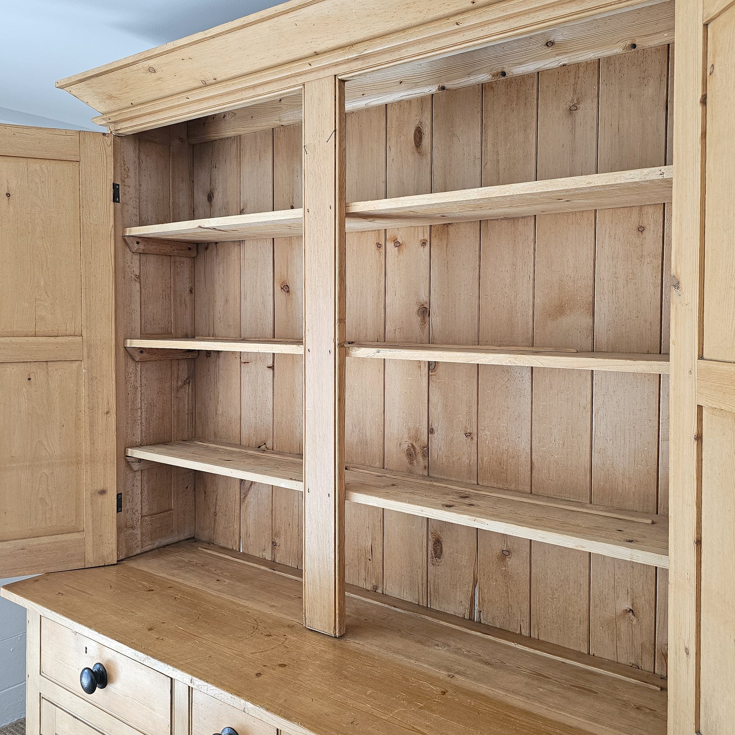 Antique English Pine Housekeeper's Cupboard - Circa 1880