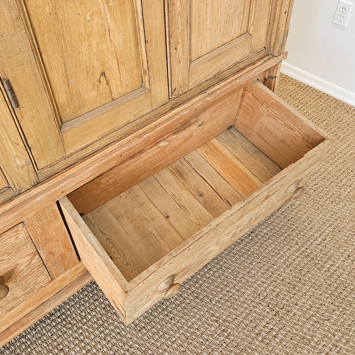 Monumental Antique English Pine Housekeeper’s Cupboard / Linen Press, Circa 1880