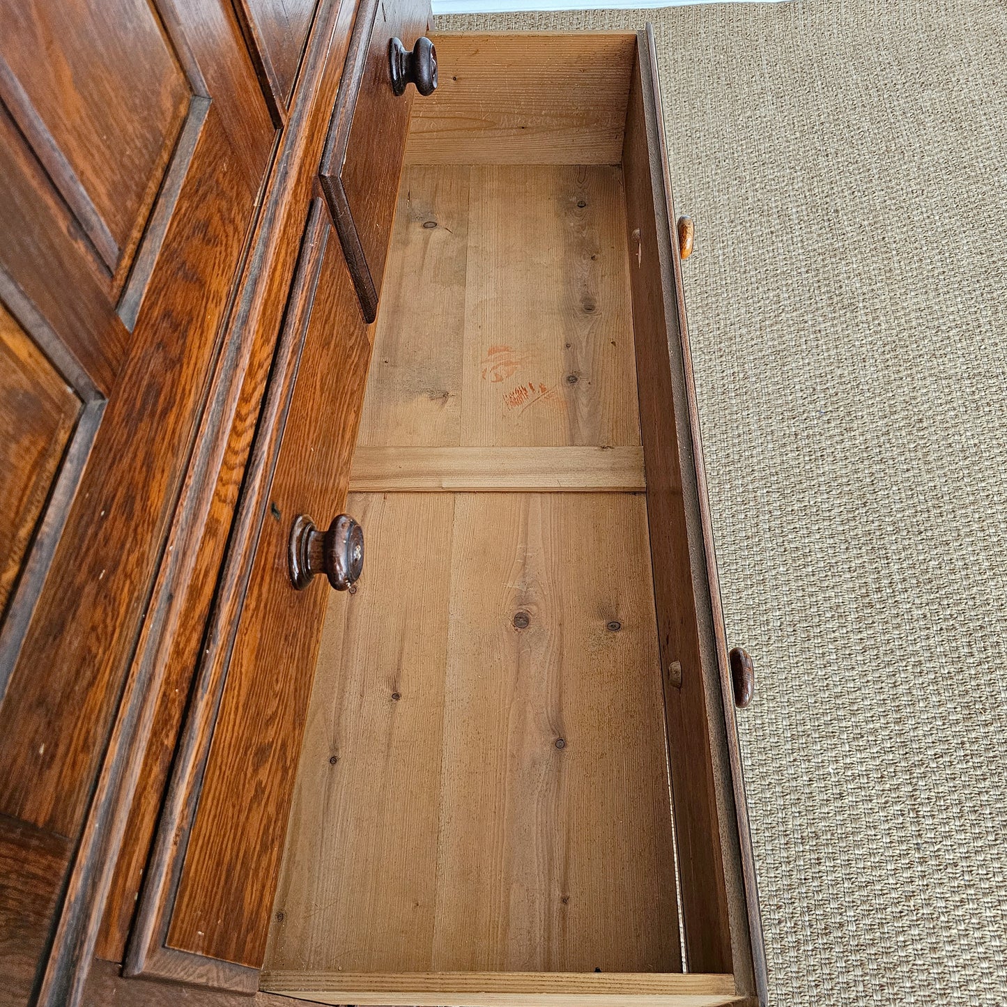 Antique English Oak Linen Press Cabinet | Circa 1860