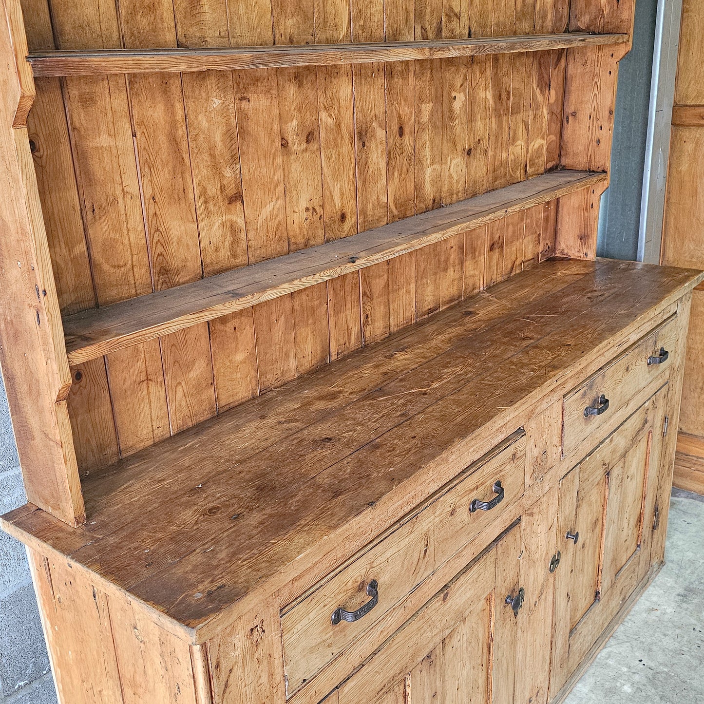 Antique English Pine Kitchen Hutch or Dresser - Circa 1890