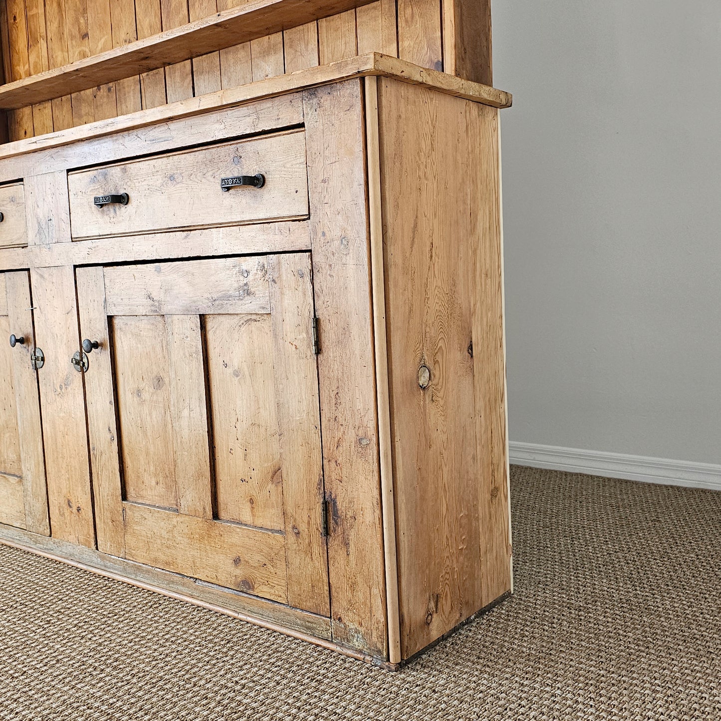 Antique English Pine Kitchen Hutch or Dresser - Circa 1890