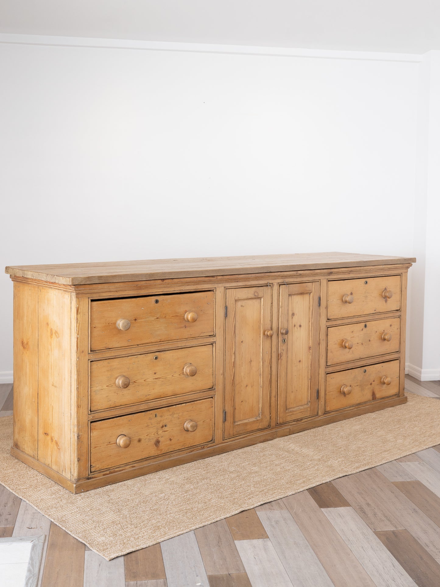 Stately Antique English Pine Sideboard Kitchen Island -
Circa 1870