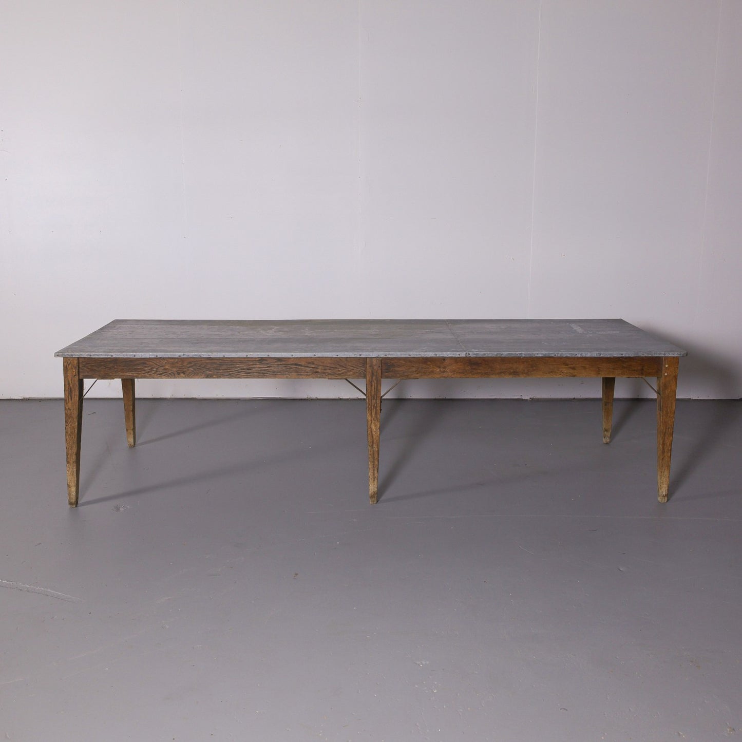 Antique French Oak Zinc Top Refectory Dining Table | Circa 1880