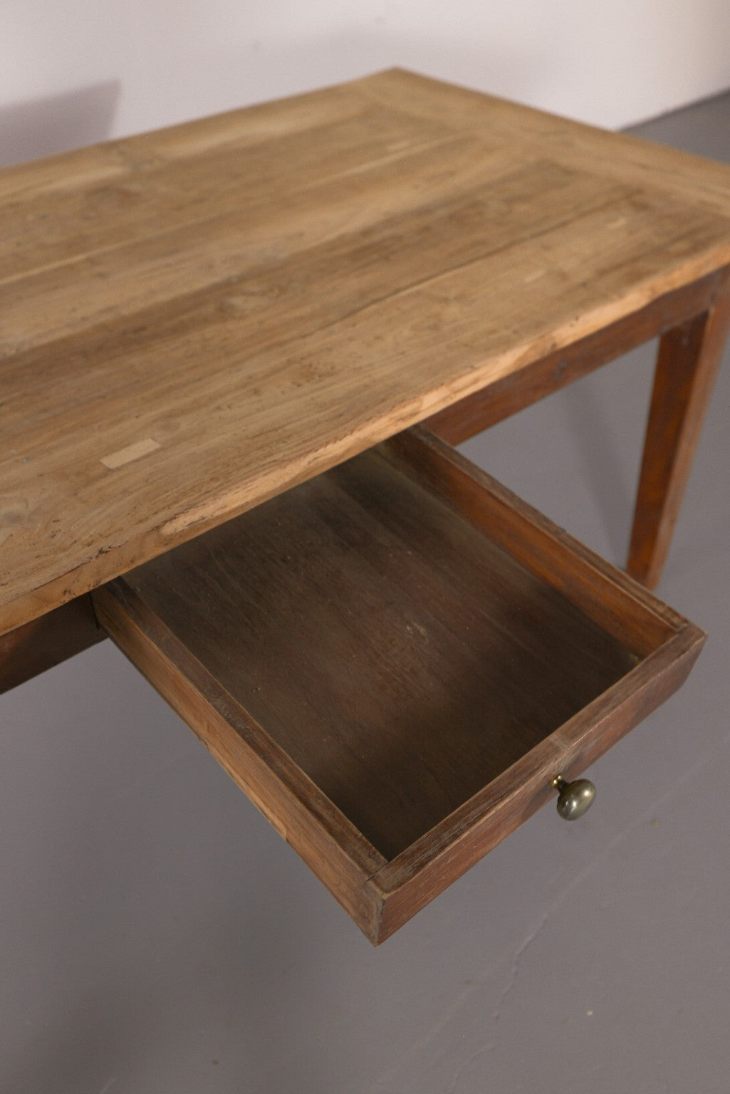 Antique English Farmhouse Dining Table with Drawer, Circa 1880