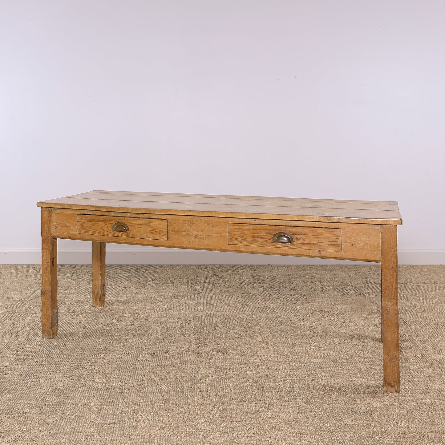 Antique Pine Farmhouse Table with Two Drawers | Circa 1880