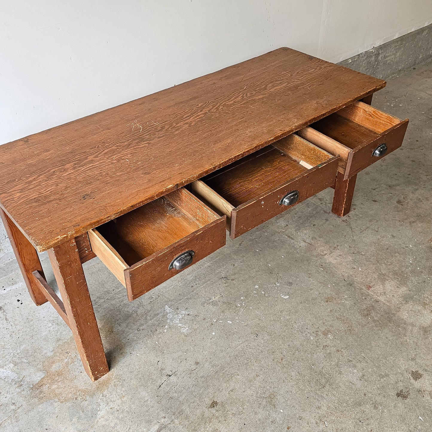 Antique wood table with drawers