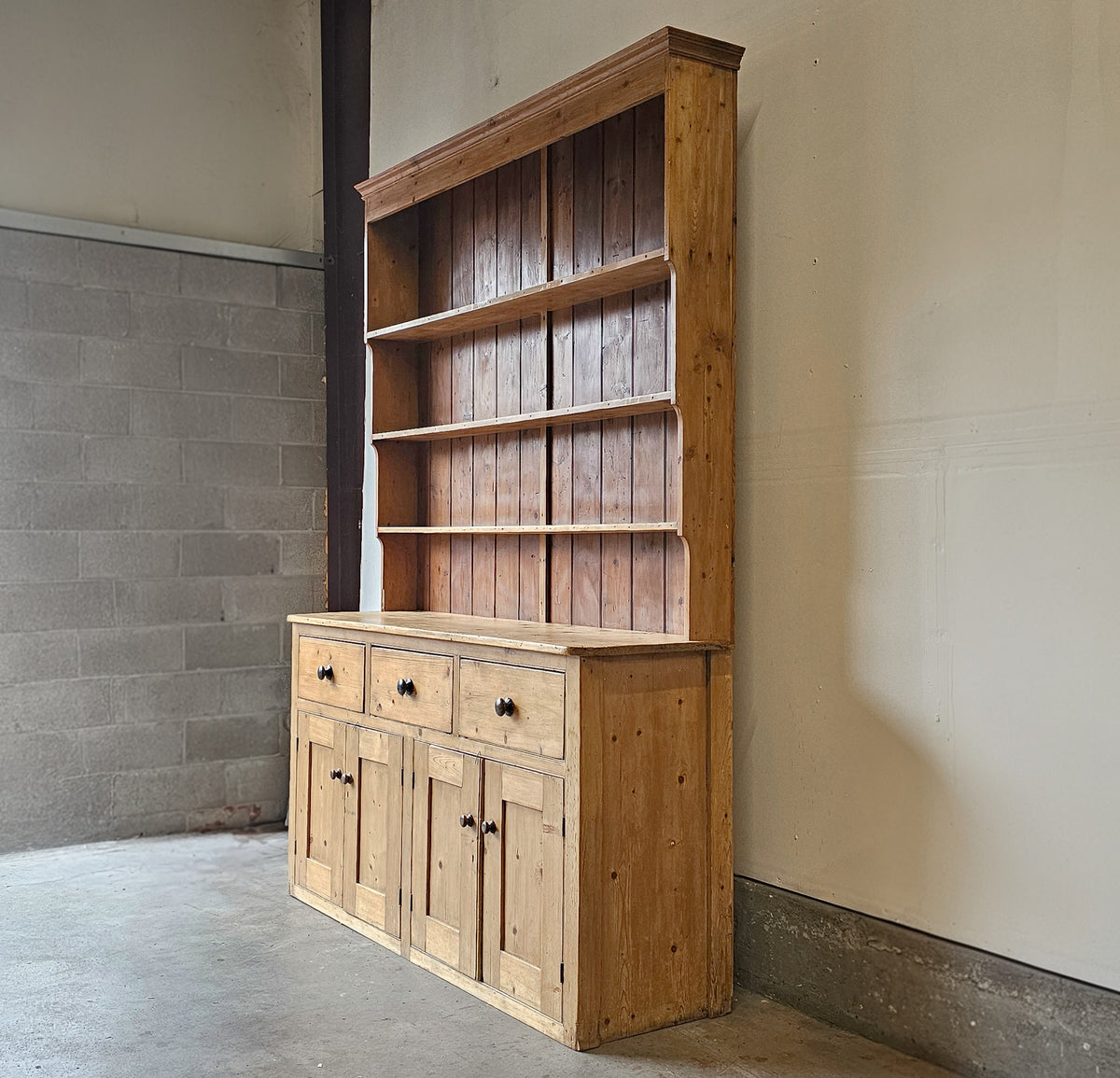 Monumental English Pine Kitchen Dresser (Hutch)-Circa 1880