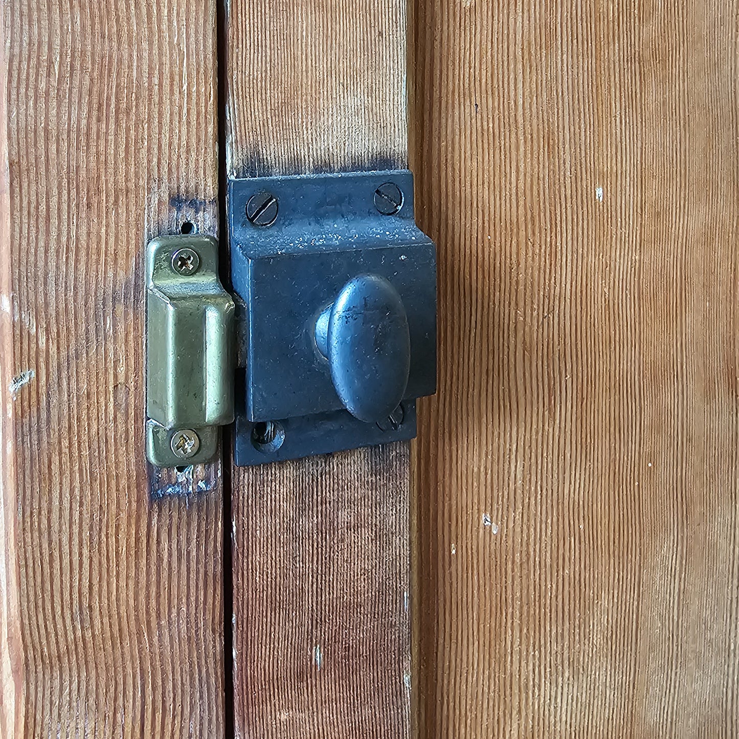Vintage Pine Cabinet with glass doors