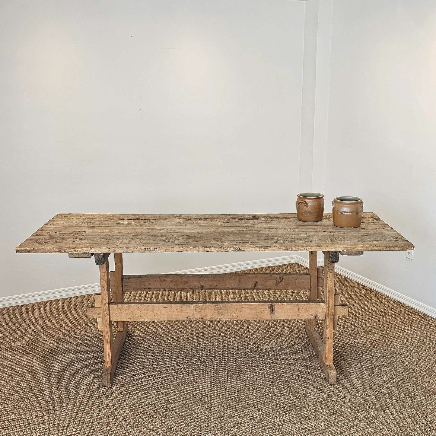 Antique European Pine Trestle Table
