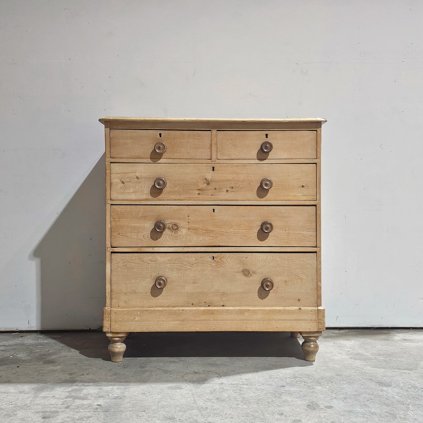 Antique English Bleached Pine Dresser, Chest of Drawers - Circa 1870