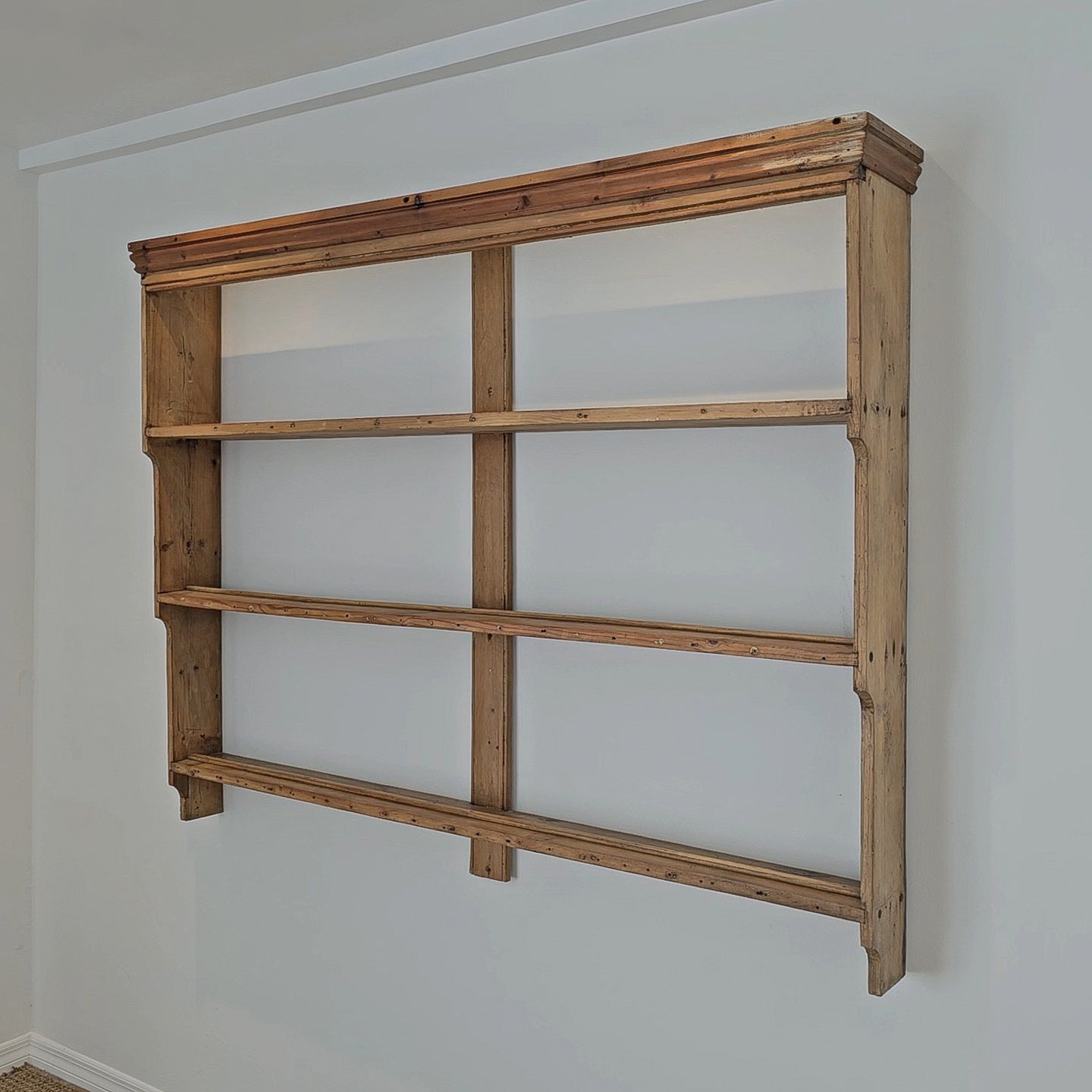 Antique English Pine Wall Plate Rack - Circa 1870