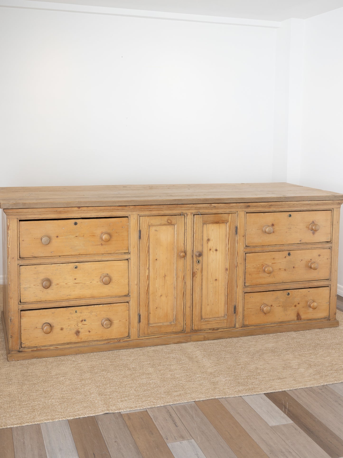 Stately Antique English Pine Sideboard Kitchen Island -
Circa 1870