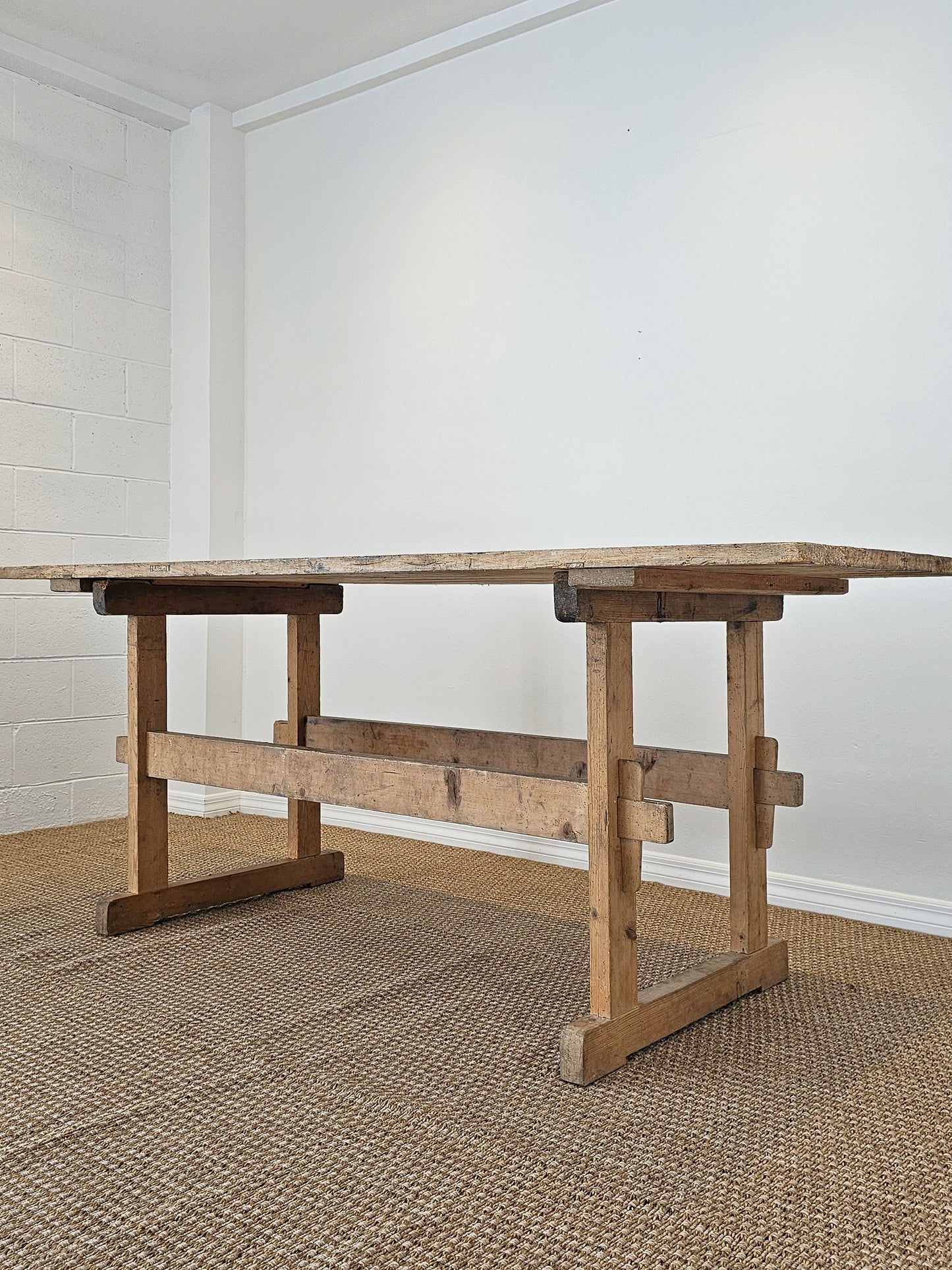 Antique European Pine Trestle Table